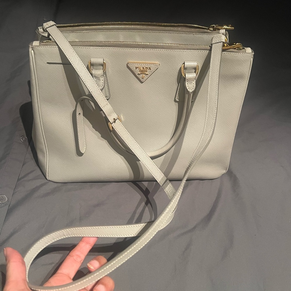 Prada Tote. Authentic. Grey/Bone. Excellent Condi… - image 1